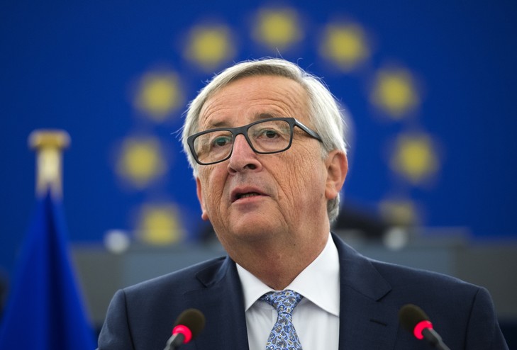 Le président de la Commission européenne, Jean-Claude Juncker, lors de son discours sur l'état de l'Union, au Parlement européen à Strasbourg, le 13 septembre 2017. / Patrick Hertzog/AFP 